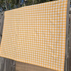 Yellow Checkered French Country tablecloth Jacquard Cotton 49x58""